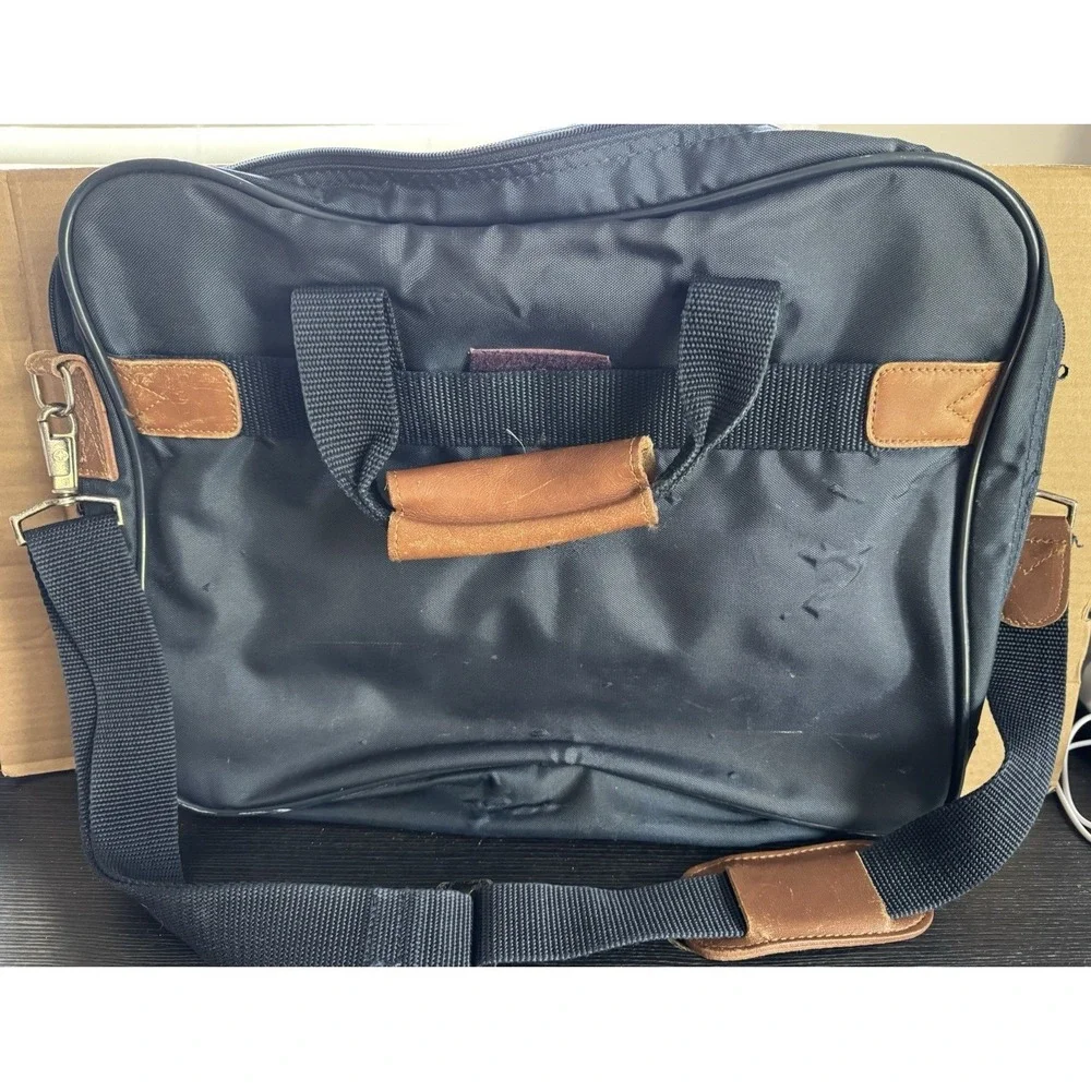Passport Carry On Messenger Laptop Nylon Leather Briefcase w/Shoulder Strap
